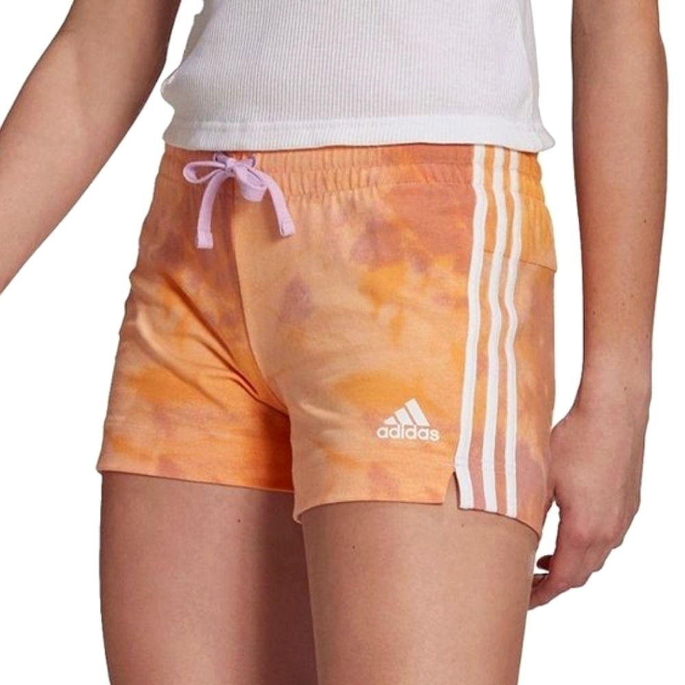 Adidas Summer Pack Orange Tie Dye Striped Tie Waist Shorts